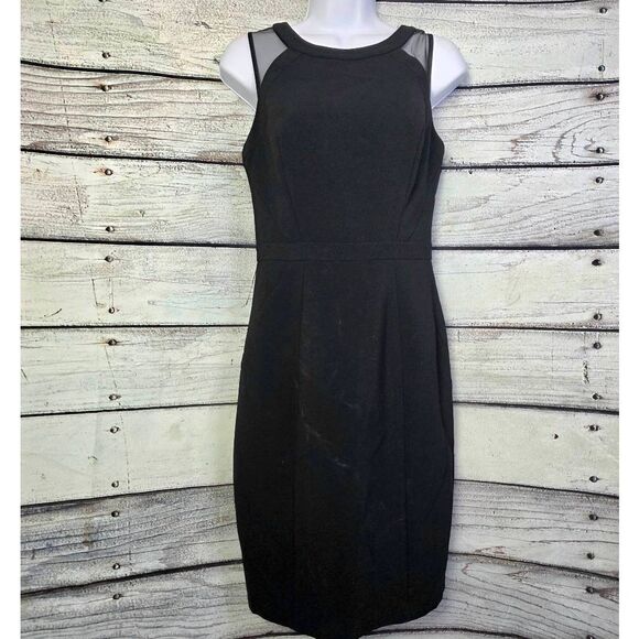 White House Black Market Sheer Panel Black Dress 2 - Picture 1 of 7